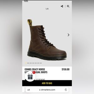 Brown leather lace up dr martins , NEW